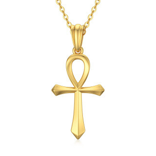 10K Gold Cross Pendant Necklace-44