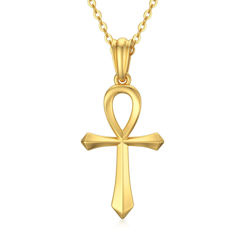 10K Gold Cross Pendant Necklace-15