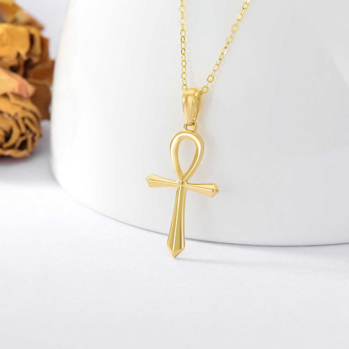 14K Gold Cross Pendant Necklace-3