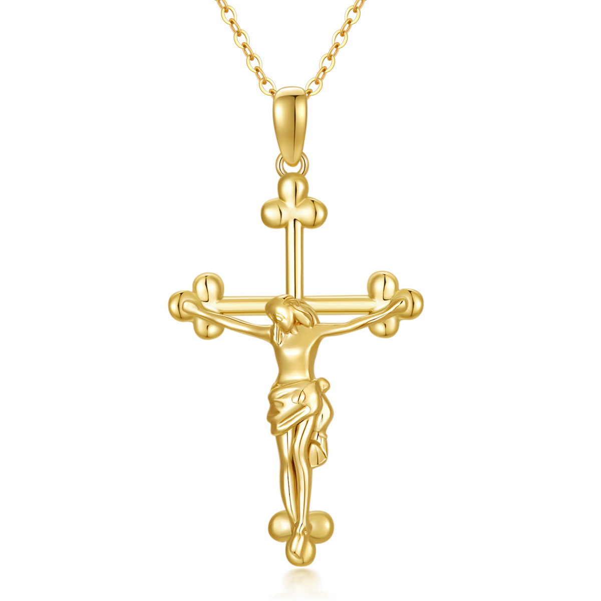 Colar com pingente de cruz em ouro 14K-1