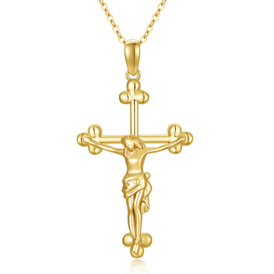 Colar com pingente de cruz em ouro 14K