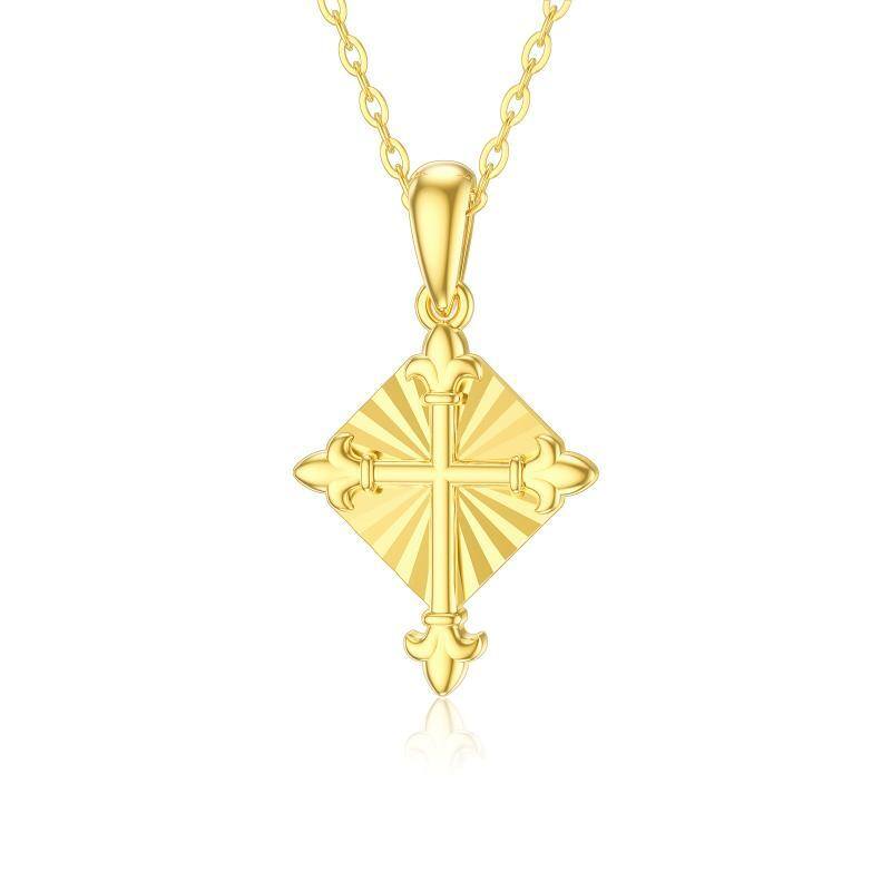 14K Gold Cross Pendant Necklace-1