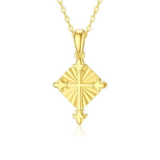 14K Gold Cross Pendant Necklace