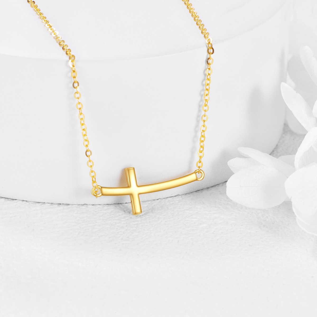 10K Gold Cross Pendant Necklace-3