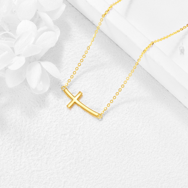 14K Gold Kreuz-Anhänger Halskette-4