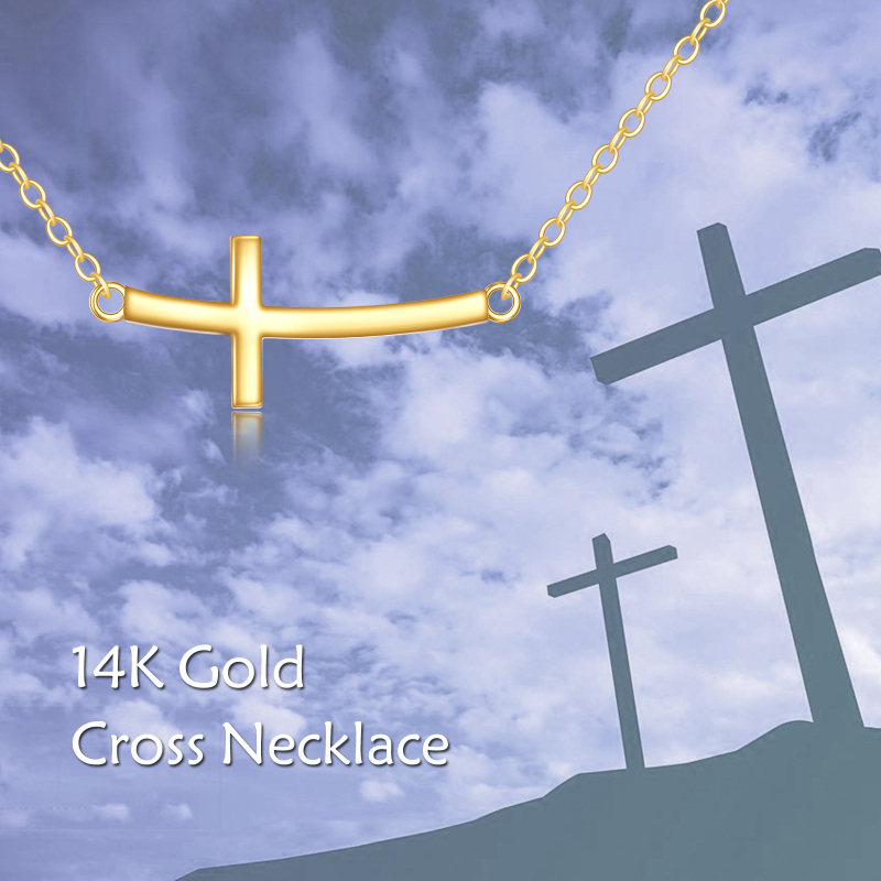 Collar con colgante de cruz de oro de 10 quilates-5