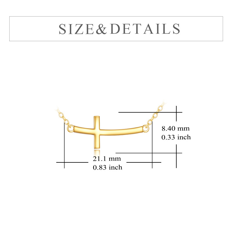 Collar con colgante de cruz de oro de 10 quilates-6