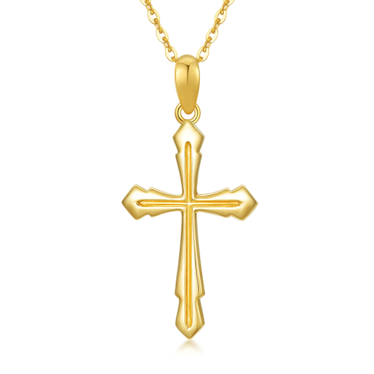 14K Gold Cross Pendant Necklace-1