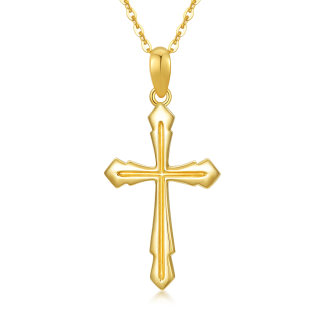 9K Gold Cross Pendant Necklace-22