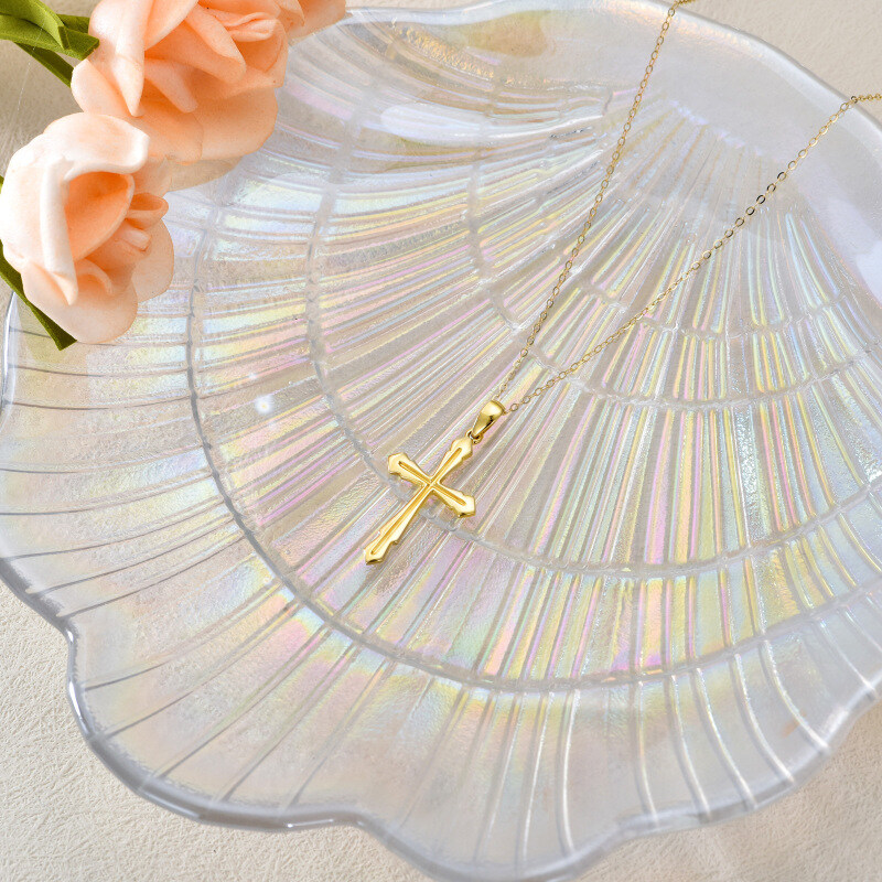 Colar com pendente de cruz em ouro 18K-4