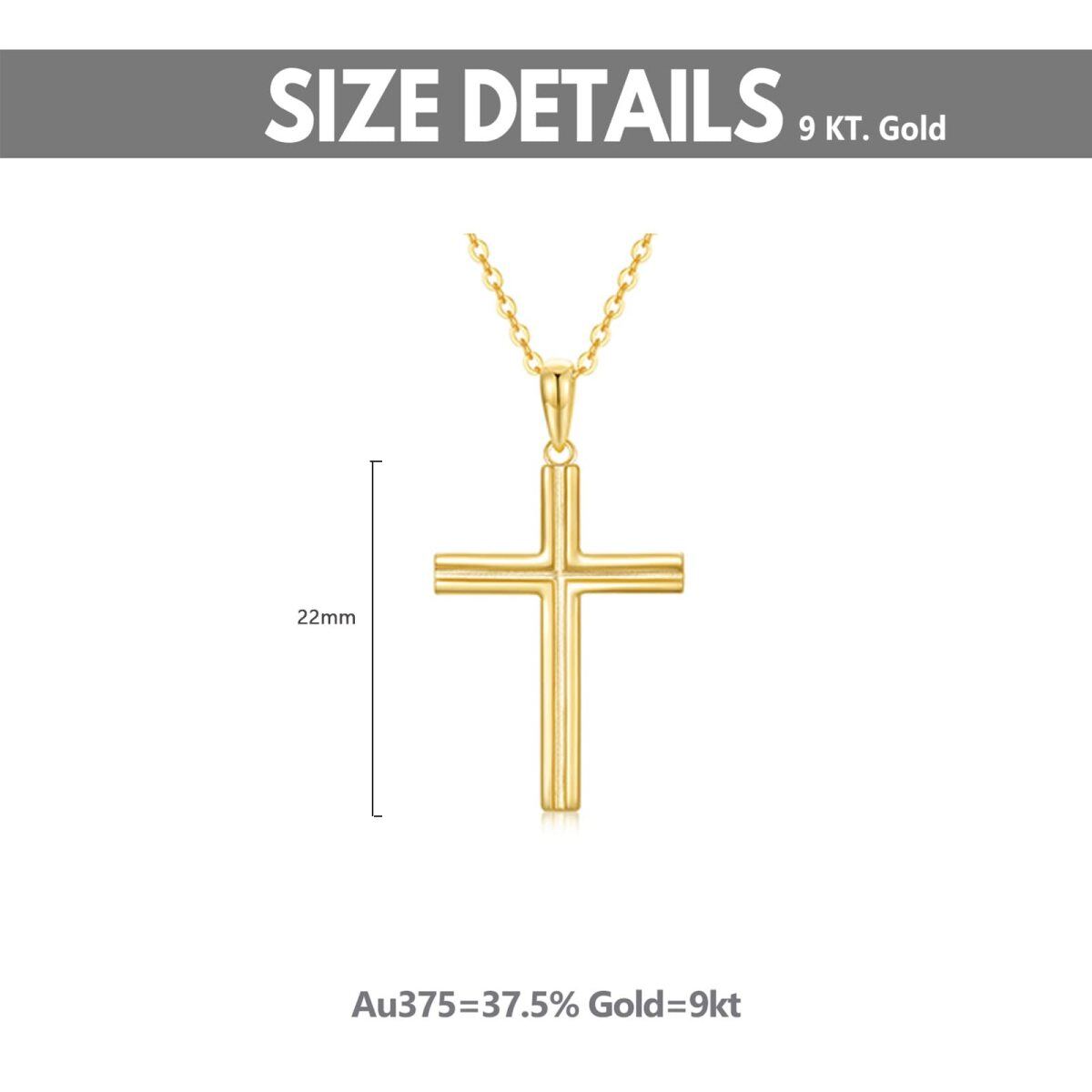 9K Gold Cross Pendant Necklace-5