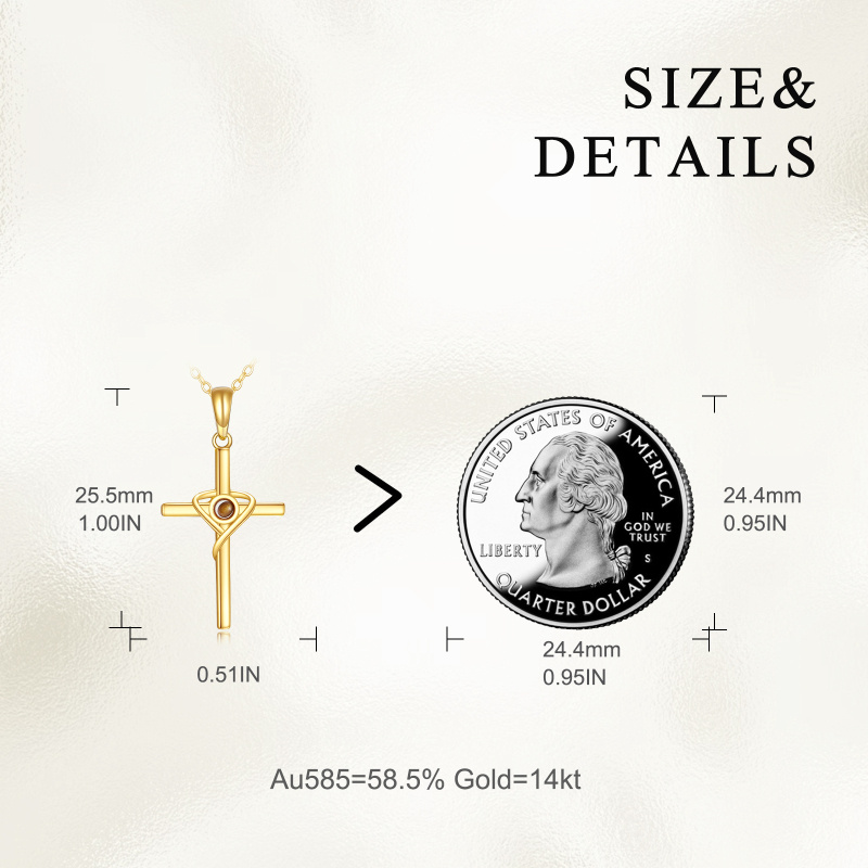 Collar con colgante de colza y cruz de oro de 18 quilates-3