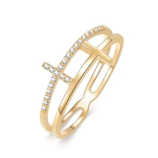 10K Gold Moissanite Cross Ring-14