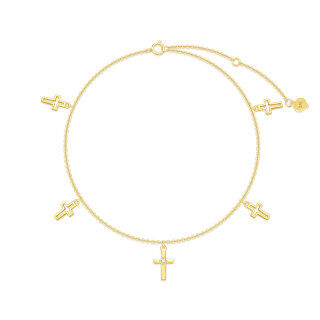 9K Gold Cross Single Layer Anklet-22