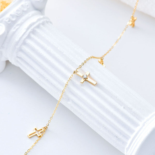 9K Gold Cross Single Layer Anklet-4