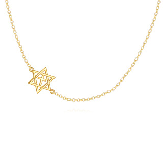 10K Gold Cross & Star Of David Choker Necklace-7