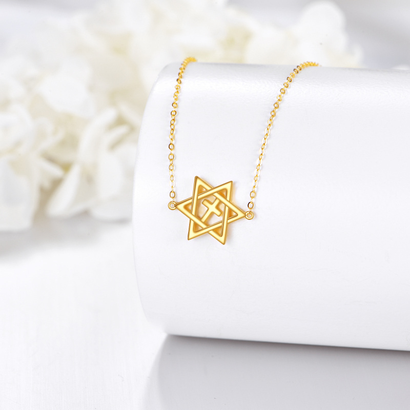 10K Gold Cross & Star Of David Choker Necklace-3
