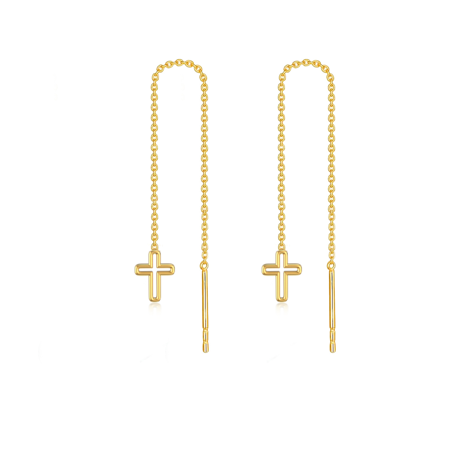 14K Gold Cross Thre… - image