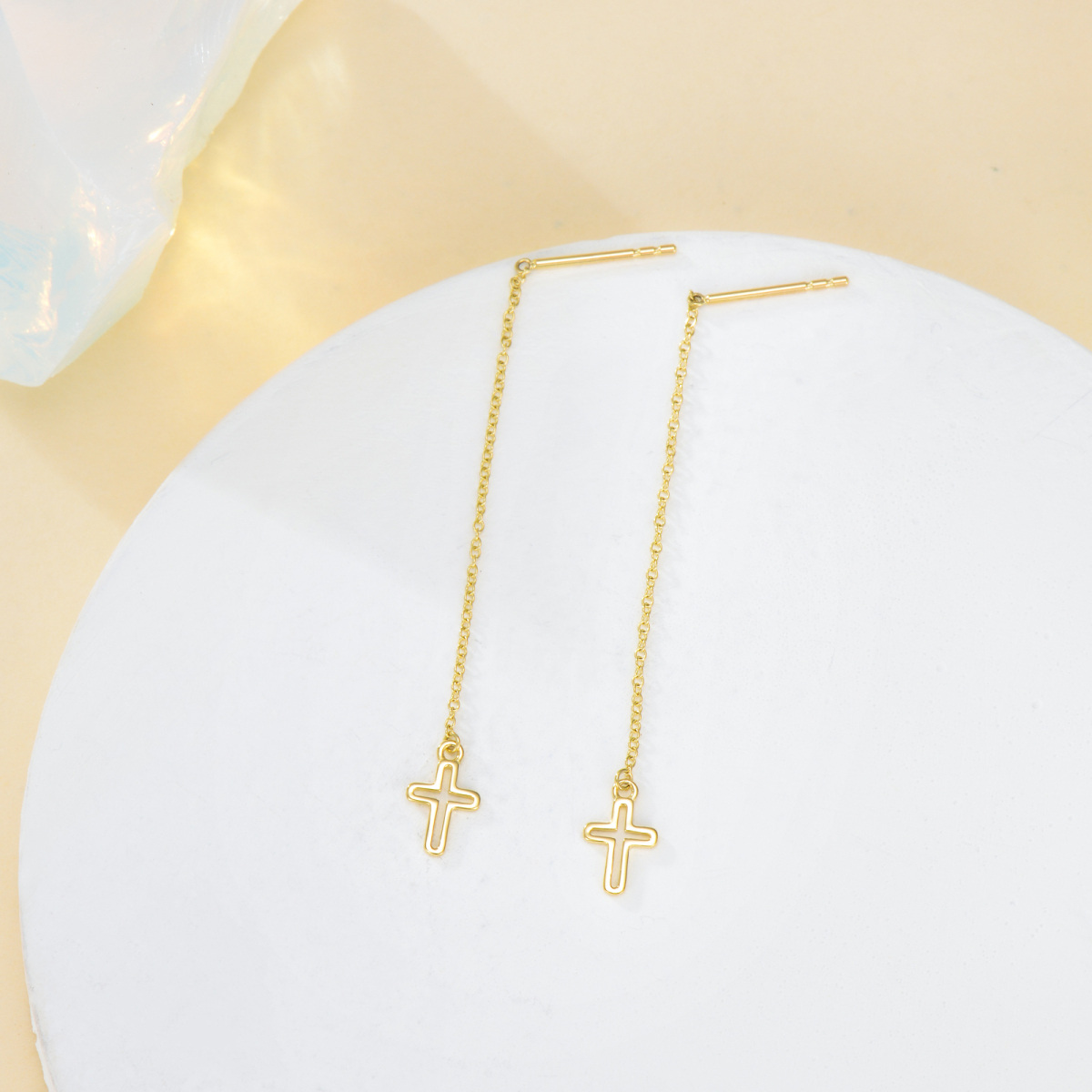 14K Gold Kreuz Threader Drop Ohrringe Party Hochzeit Dating Geburtstagsgeschenk für Frauen-3