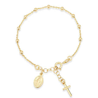 Gold Vermeil Cross & Virgin Mary Charm Bracelet-2
