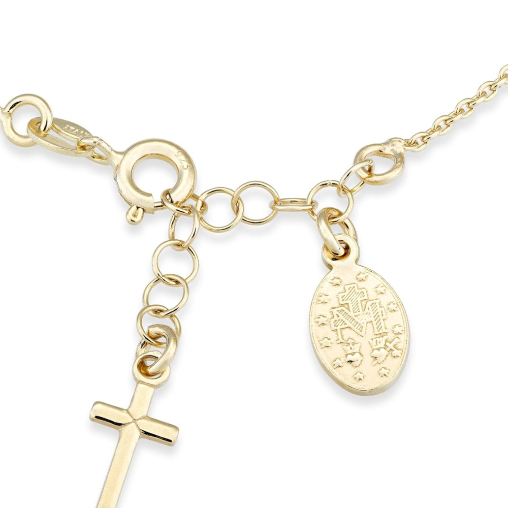 Gold Vermeil Cross & Virgin Mary Charm Bracelet-4