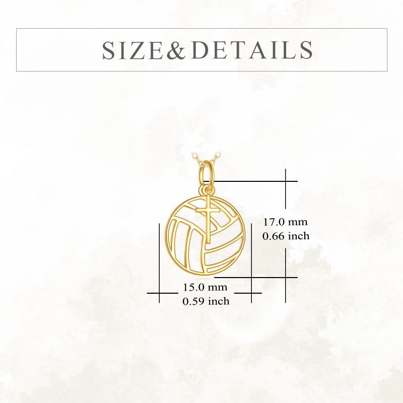 10K Gold Cross & Volleyball Pendant Necklace-5