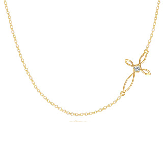 14K Gold Cubic Zirconia Cross & Witch Knot Pendant Necklace-3