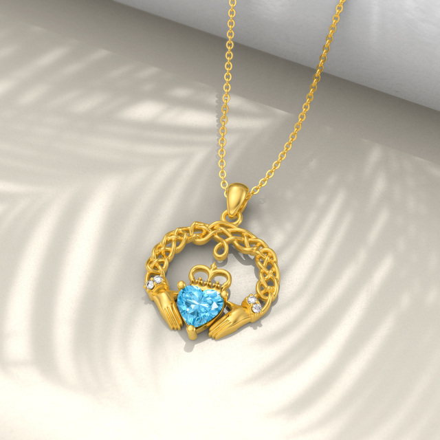 14K gouden zirkonia kroonhangerketting-4