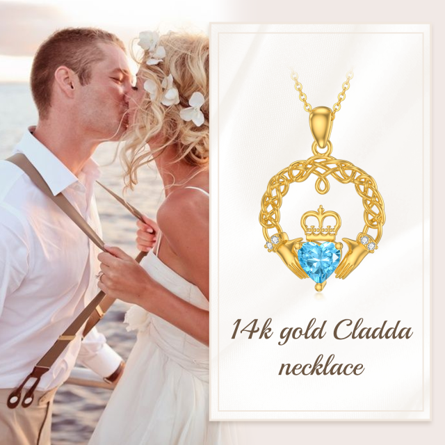 Collana con pendente a corona in oro 14 carati con zirconi cubici-6