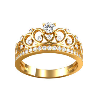 Anillo de Compromiso Personalizado con Diamantes de Laboratorio Vintage y Corona de Oro 14K-4