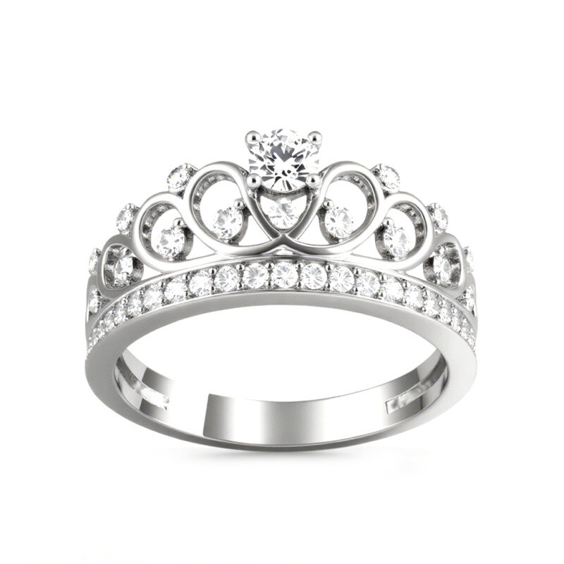 14K Gold Crown Vintage Lab Diamonds Custom Engagement Ring-4