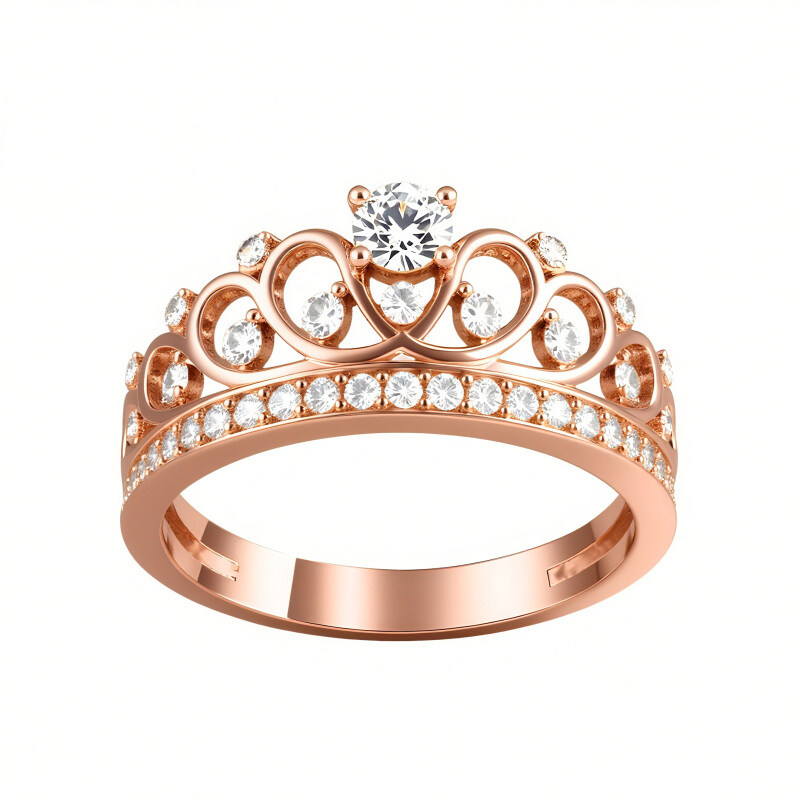 14K Gold Crown Vintage Lab Diamonds Custom Engagement Ring-5