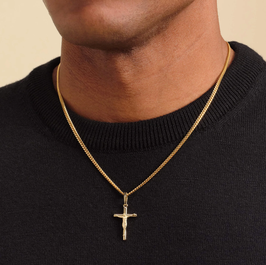 Colgante de crucifijo de oro de 14 quilates-2