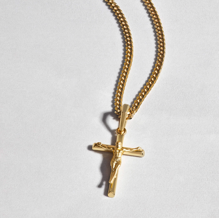 Colgante de crucifijo de oro de 14 quilates-3