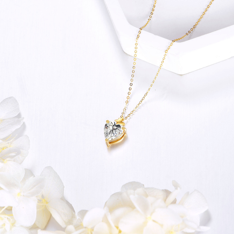 Collar colgante de oro de 14 quilates con mariposa y corazón de cristal-3