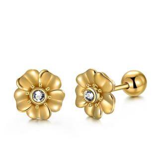 14K Gold Crystal Cherry Blossom Stud Earrings-3