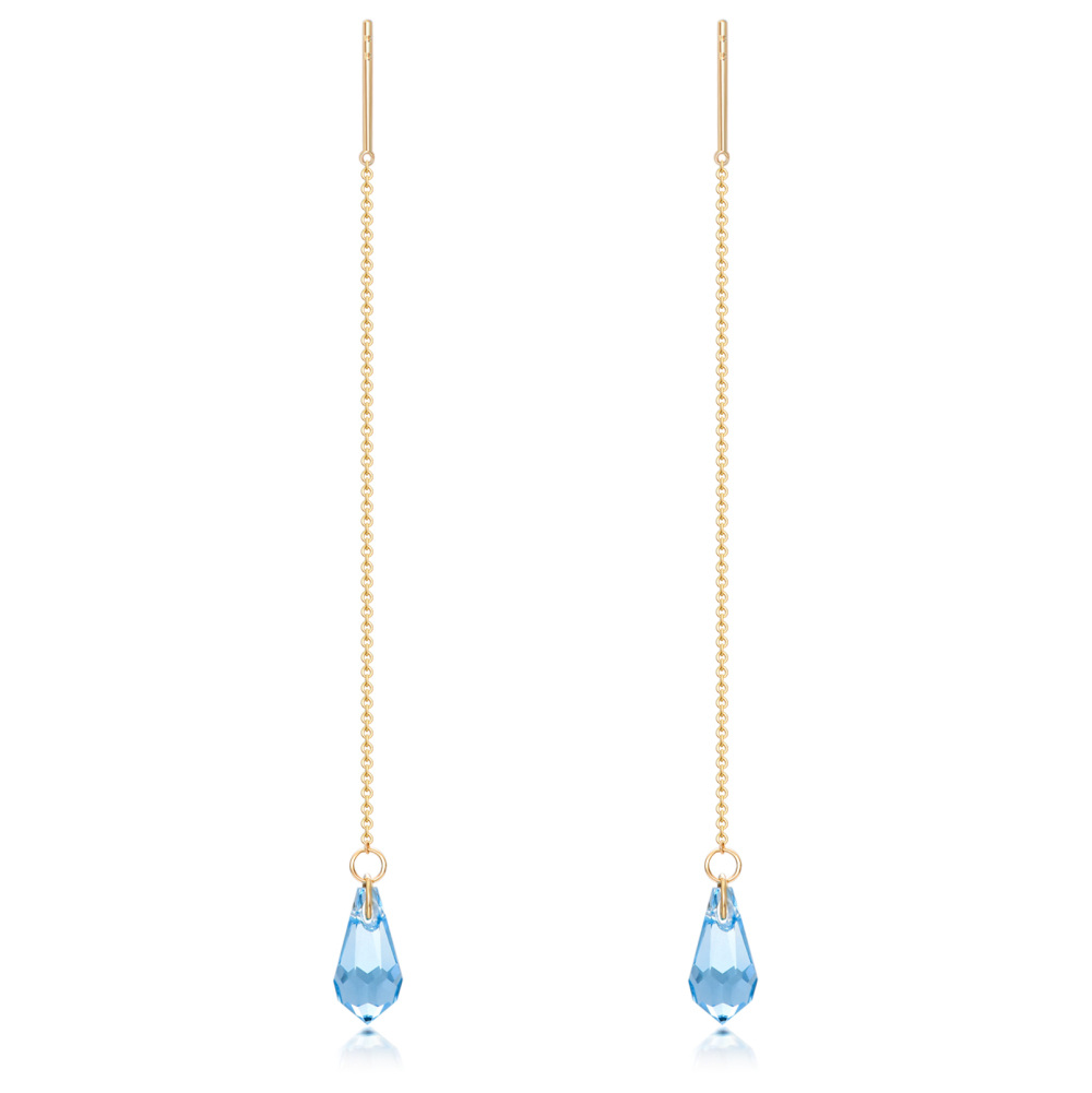 Pendientes de gota de cristal de oro de 14 quilates-1