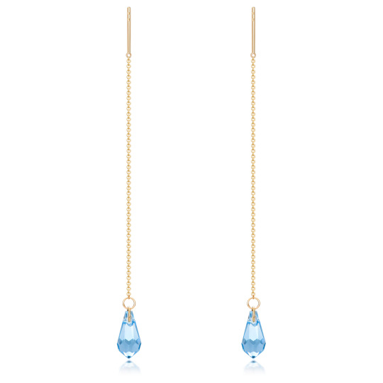 14K Gold Crystal Drop Earrings