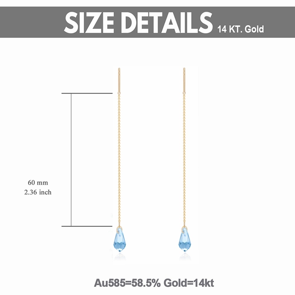 Pendientes de gota de cristal de oro de 14 quilates-3