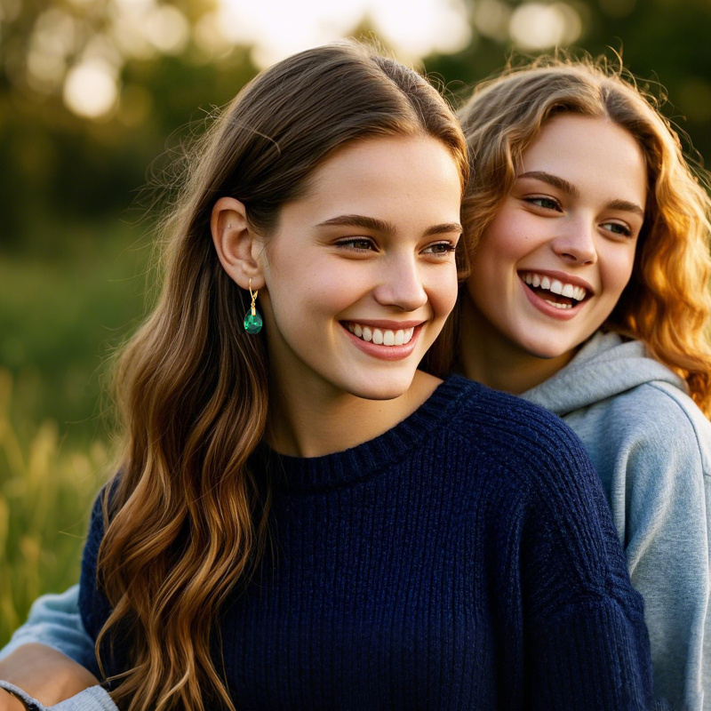 10K White Gold Crystal Drop Shape Drop Earrings-3