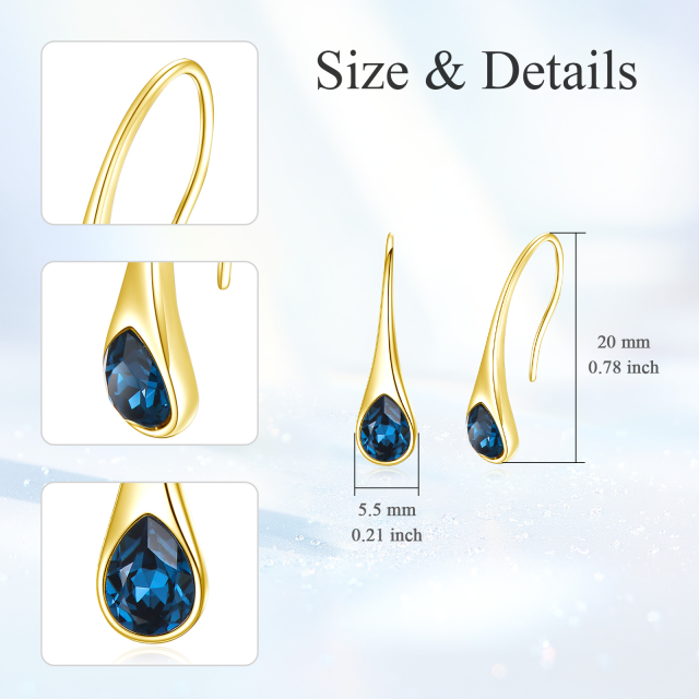 14K Gold Crystal Drop Shape Drop Earrings-5