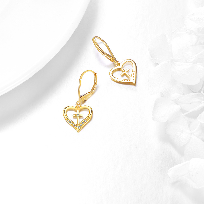 10K witgouden kristallen hartvormige oorbellen-4