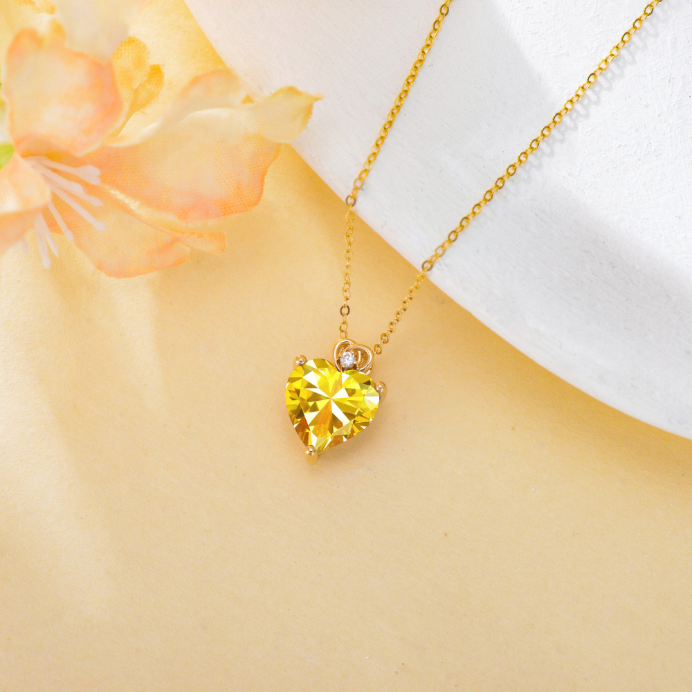 Collar Colgante Corazón Cristal Oro 18K-3