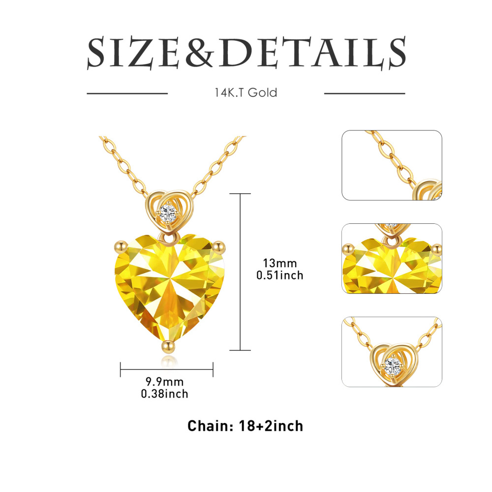 Collar Colgante Corazón Cristal Oro 18K-5