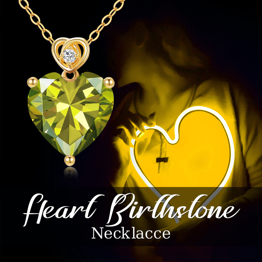 Collar Colgante Corazón Cristal Oro 18K-6