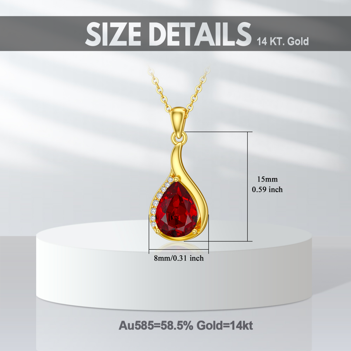 10K Gold Crystal & Lab Created Diamond Drop Shape Pendant Necklace-5