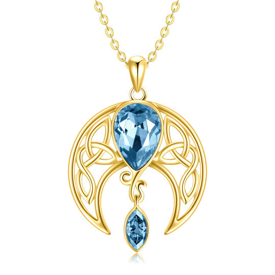 14K Gold Crystal Moon Pendant Necklace