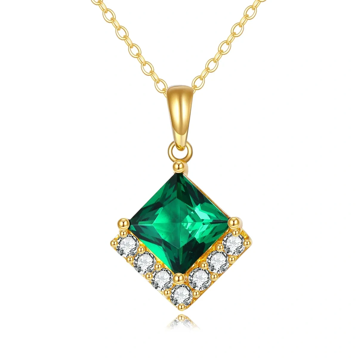 10K Gold Crystal & Cubic Zirconia Pendant Necklace-1