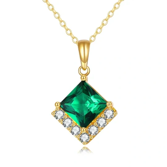 14K Gold Crystal & Cubic Zirconia Pendant Necklace