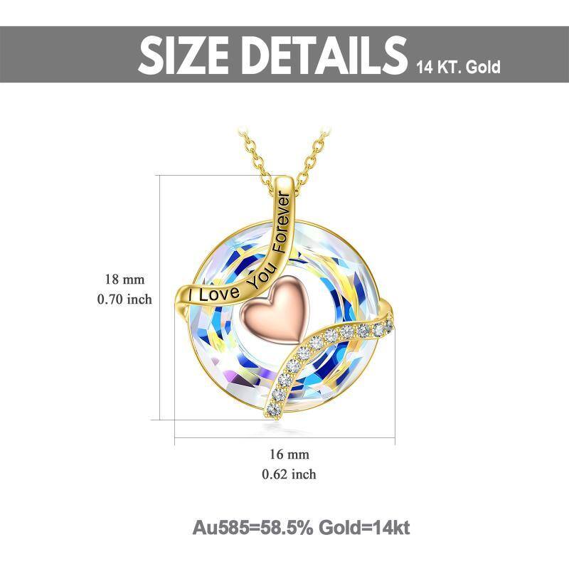 10K Gold Crystal Round Pendant Necklace-5